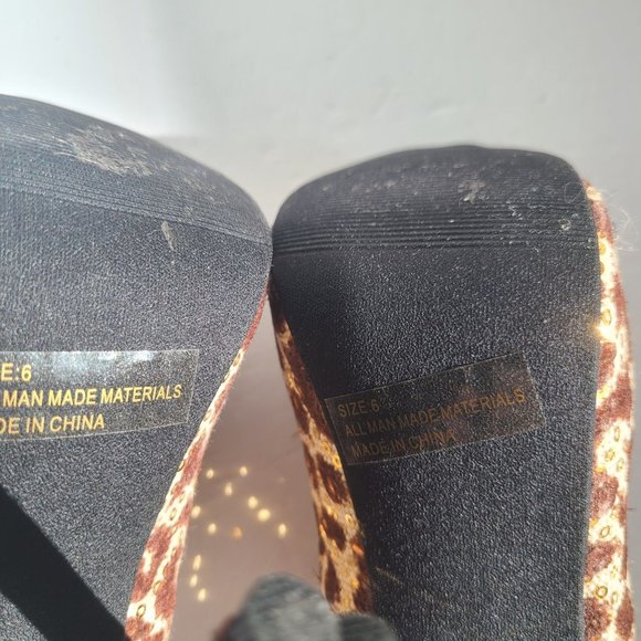 diva lounge women leopard peep toe heels,size 6 - Picture 10 of 13